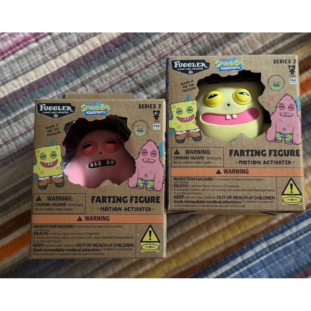 Fuggler SpongeBob SquarePants Farting Figure Series 2 Lot of 2 Patrick Vinyl Toy